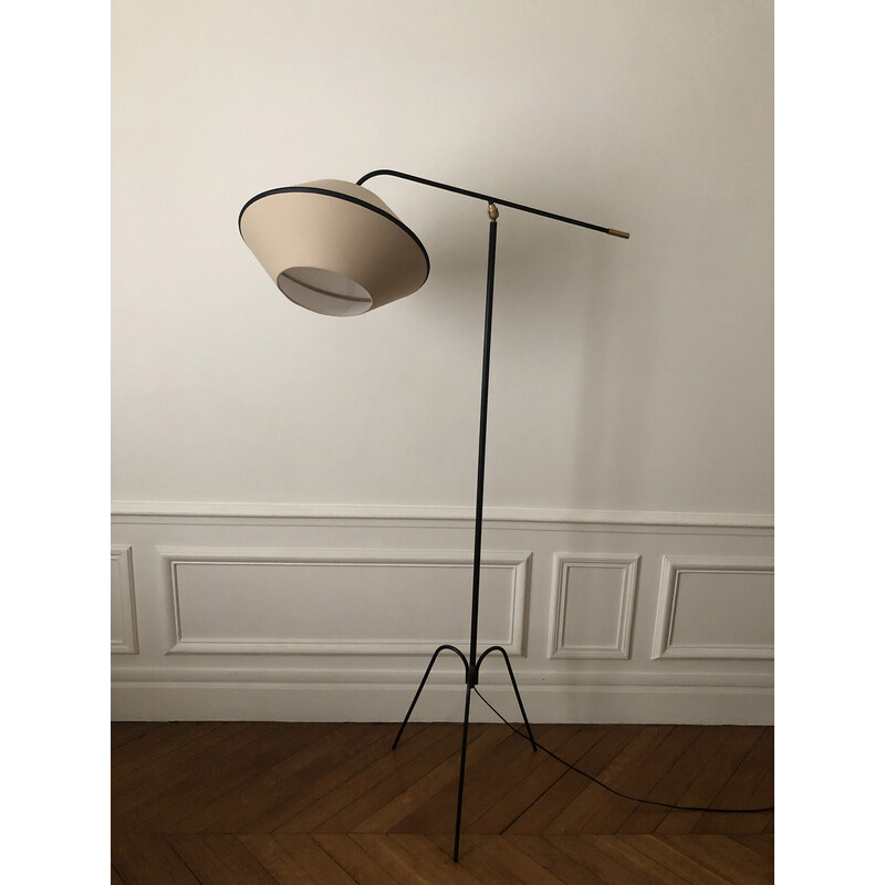 Vintage metal and brass floor lamp, 1950