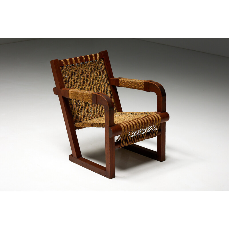 Vintage rope and pitch-pin armchair, France 1930