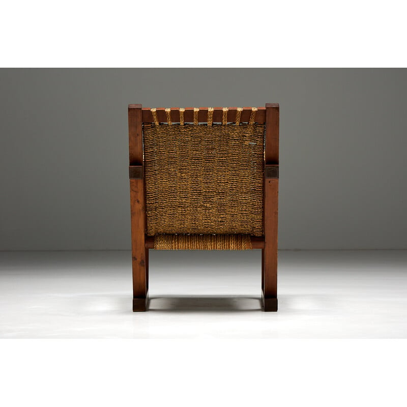 Vintage rope and pitch-pin armchair, France 1930