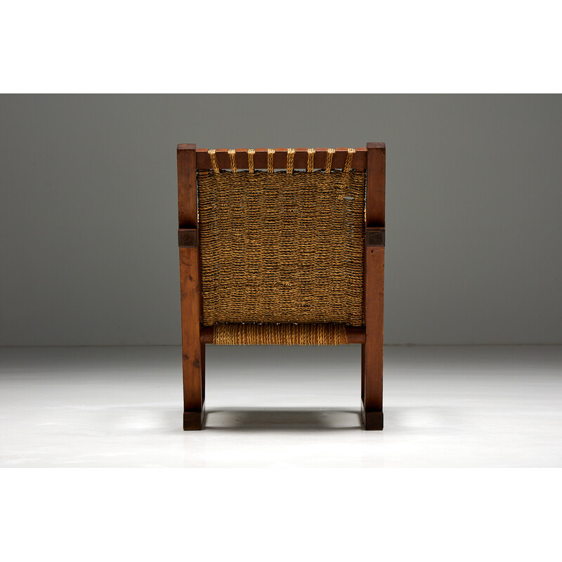 Vintage rope and pitch-pin armchair, France 1930