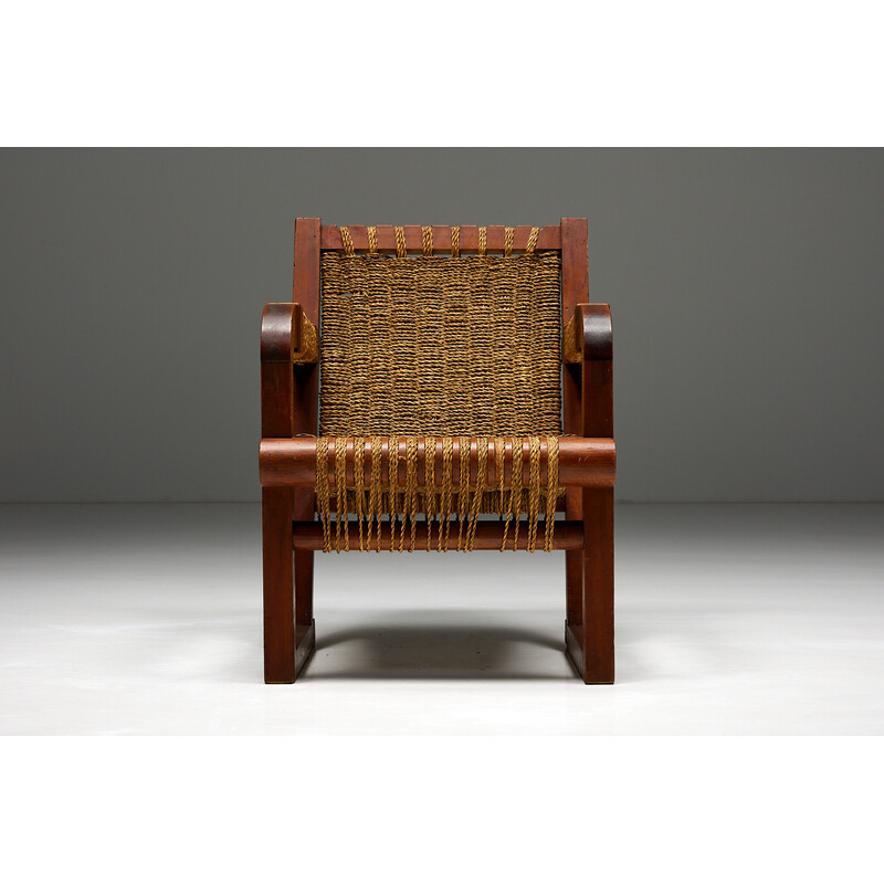 Vintage rope and pitch-pin armchair, France 1930