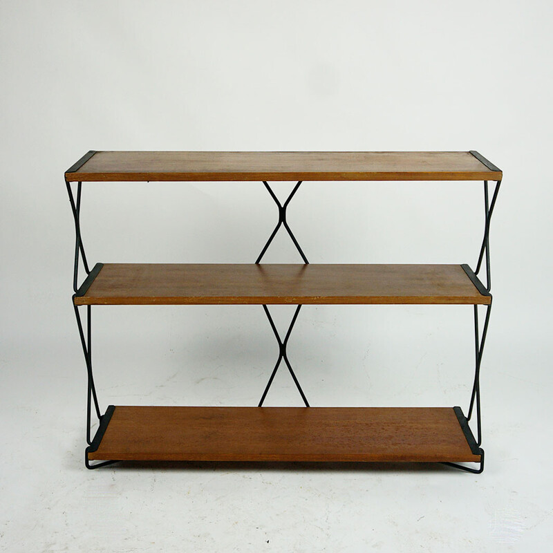Vintage walnut and steel bookcase by Isa Bergamo, Italy 1956