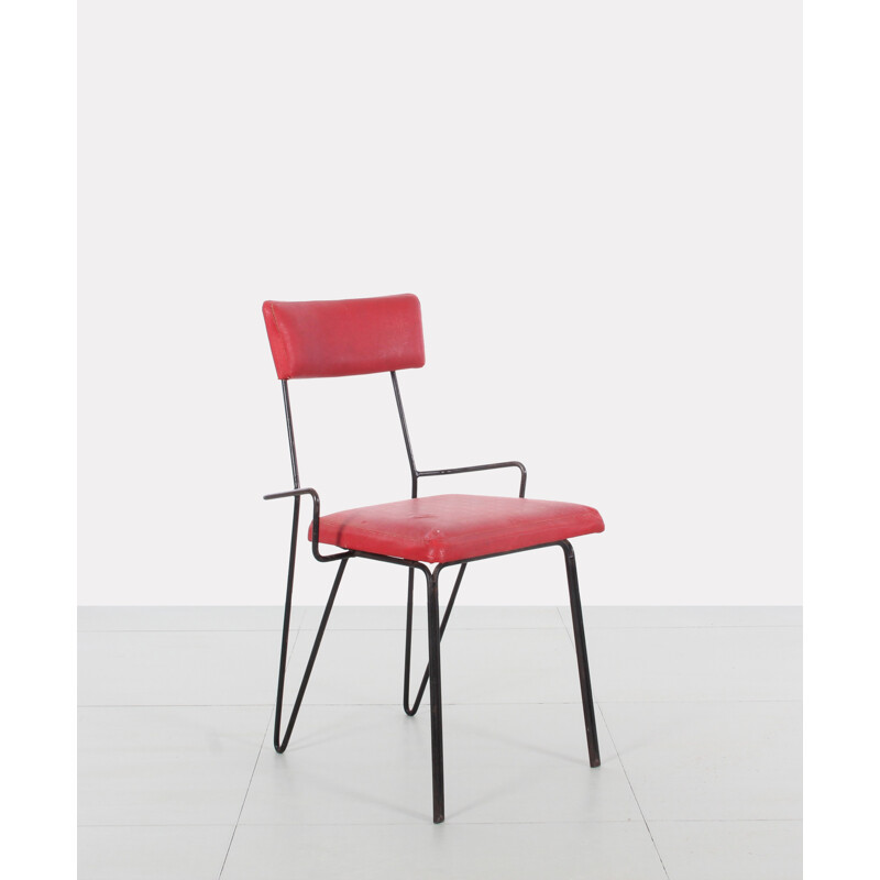 Pair of red metal chairs, Soviet design - 1960s