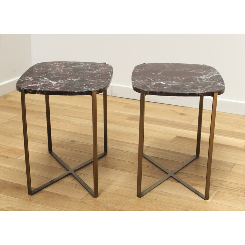 Vintage marble and metal side table