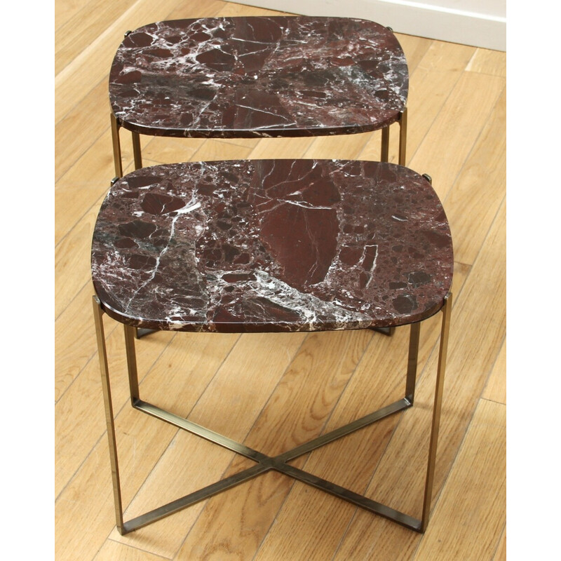 Vintage marble and metal side table