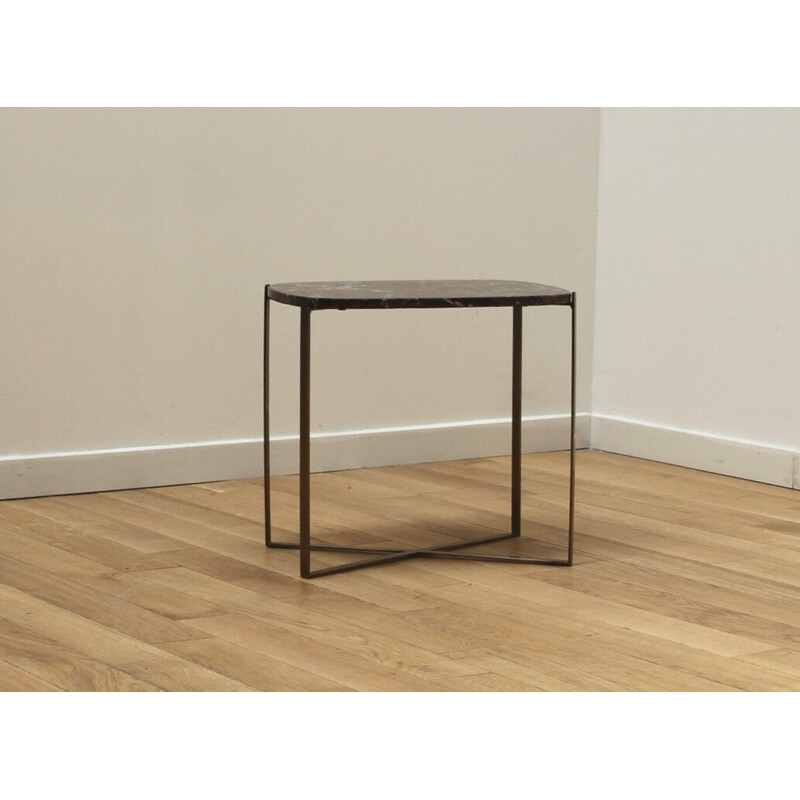 Vintage marble and metal side table