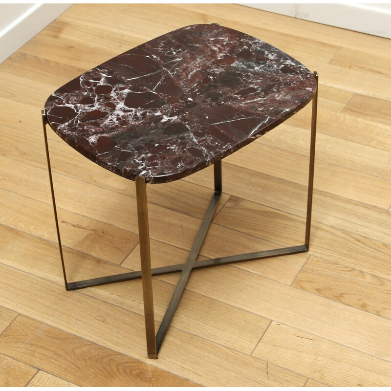 Tavolino vintage in marmo e metallo