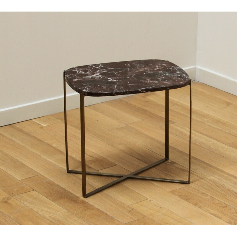 Vintage marble and metal side table