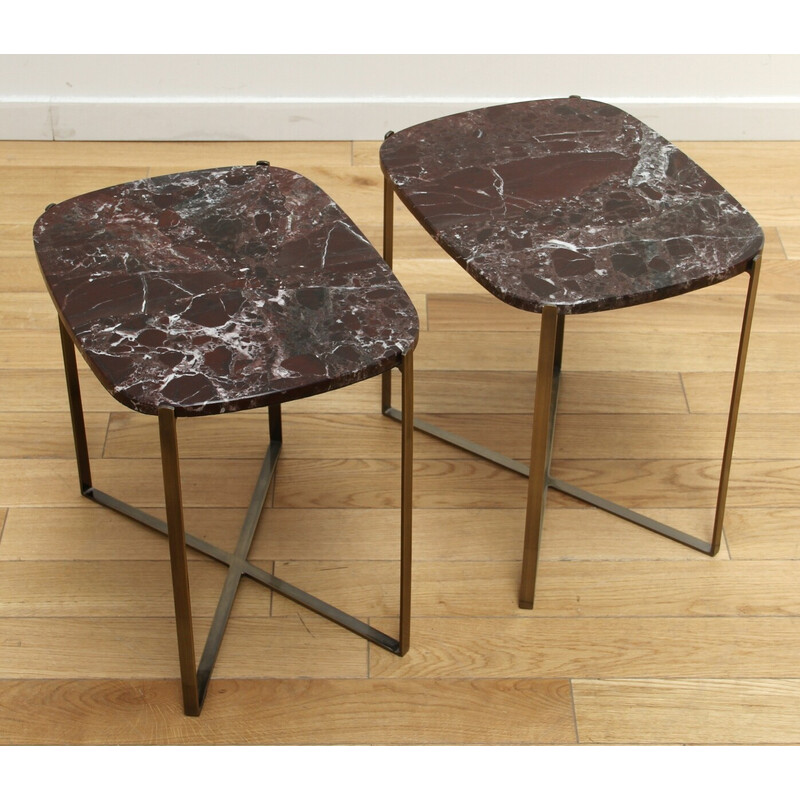 Table d'appoint vintage en marbre et métal