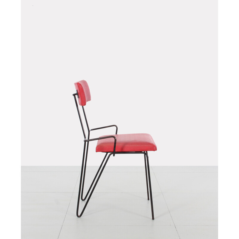 Paire de chaises rouges en métal, design soviétique - 1960