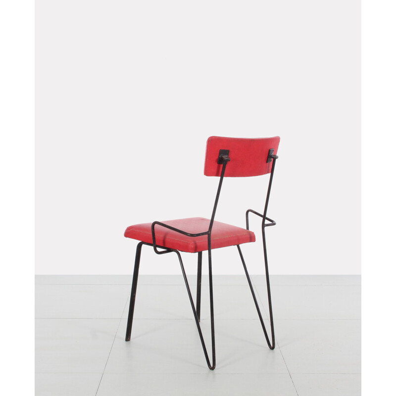 Pair of red metal chairs, Soviet design - 1960s