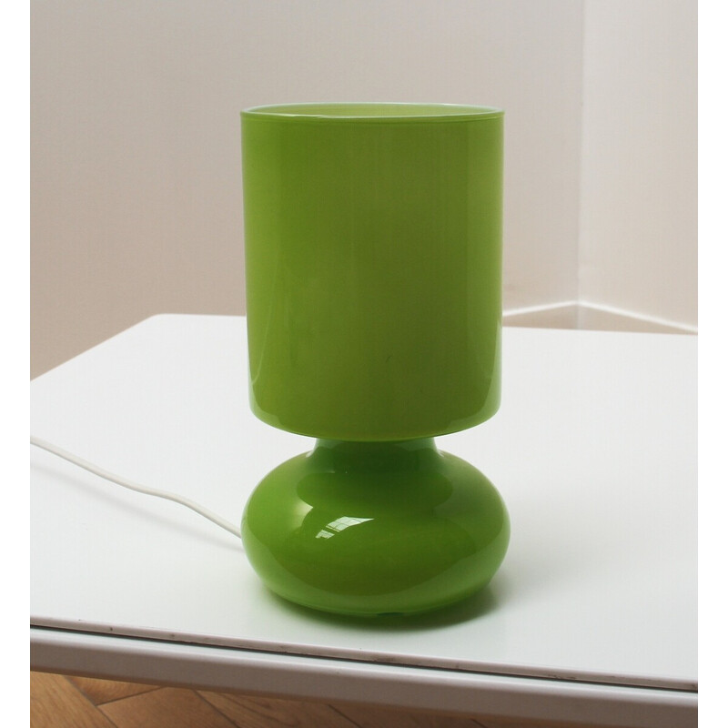 Vintage green glass bedside lamp by Ikea, 1980