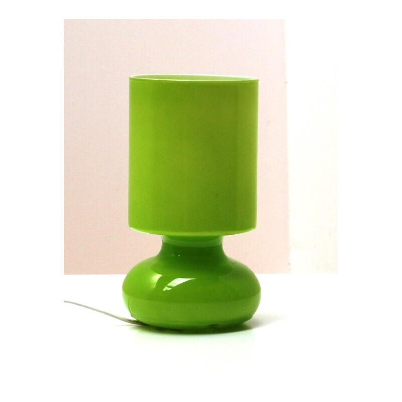 Lámpara de mesilla de noche vintage de cristal verde de Ikea, 1980