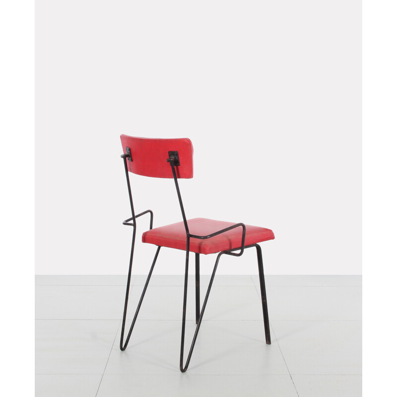 Pair of red metal chairs, Soviet design - 1960s