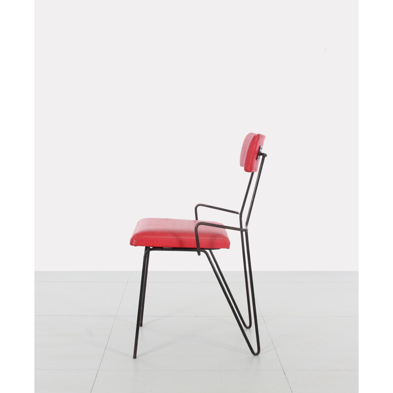 Pair of red metal chairs, Soviet design - 1960s