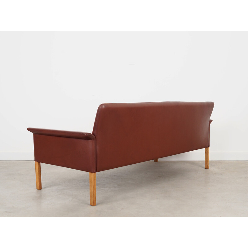 Vintage leather and wood sofa by Hans Olsen for Cs Møbler, Denmark 1960