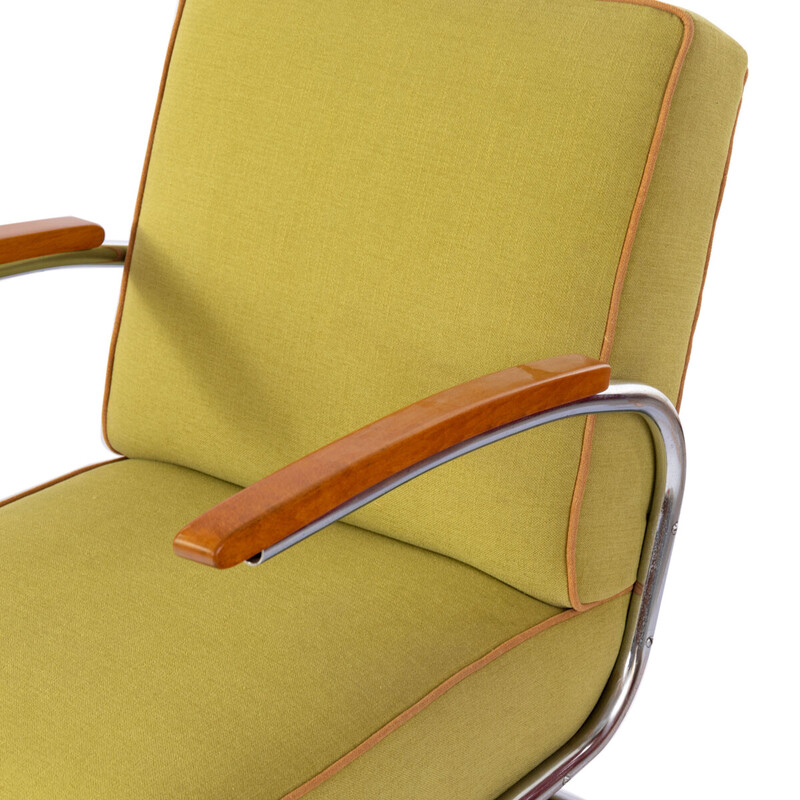 Pareja de sillones voladizos vintage Bauhaus en acero cromado, 1930