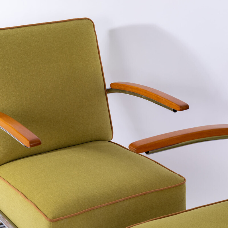 Pair of vintage Bauhaus cantilever armchairs in chromed steel, 1930