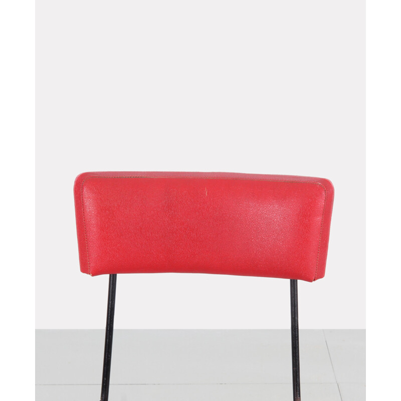 Pair of red metal chairs, Soviet design - 1960s