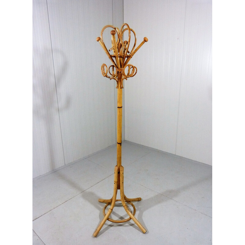 Vintage rattan coat rack, 1960