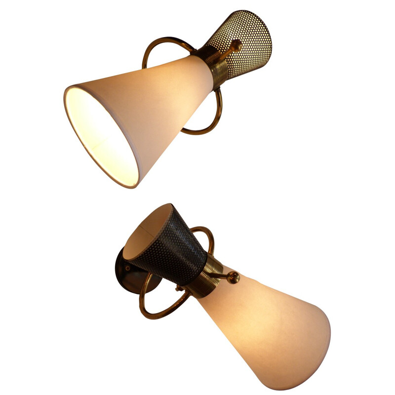 Pair of French wall lamps - 1950s