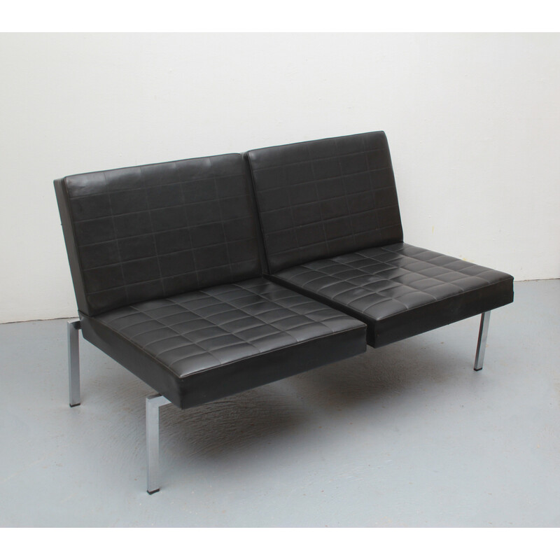 Vintage leatherette and metal sofa, 1960