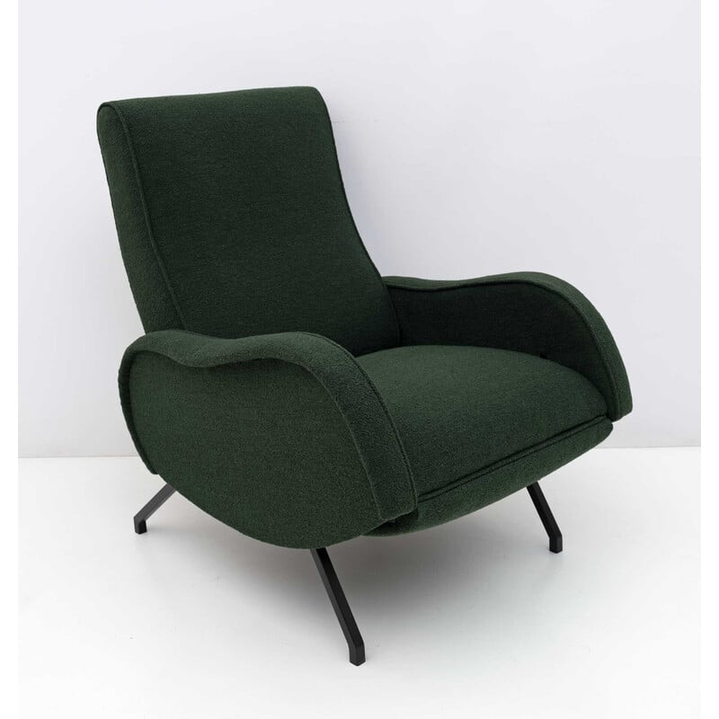 Vintage recliner armchair in buckle in the style of Zanuso, Italy 1950