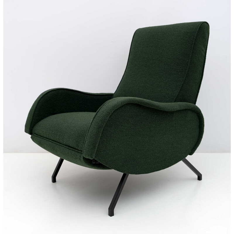 Cadeira de braços reclinável vintage em fivela ao estilo de Zanuso, Itália 1950