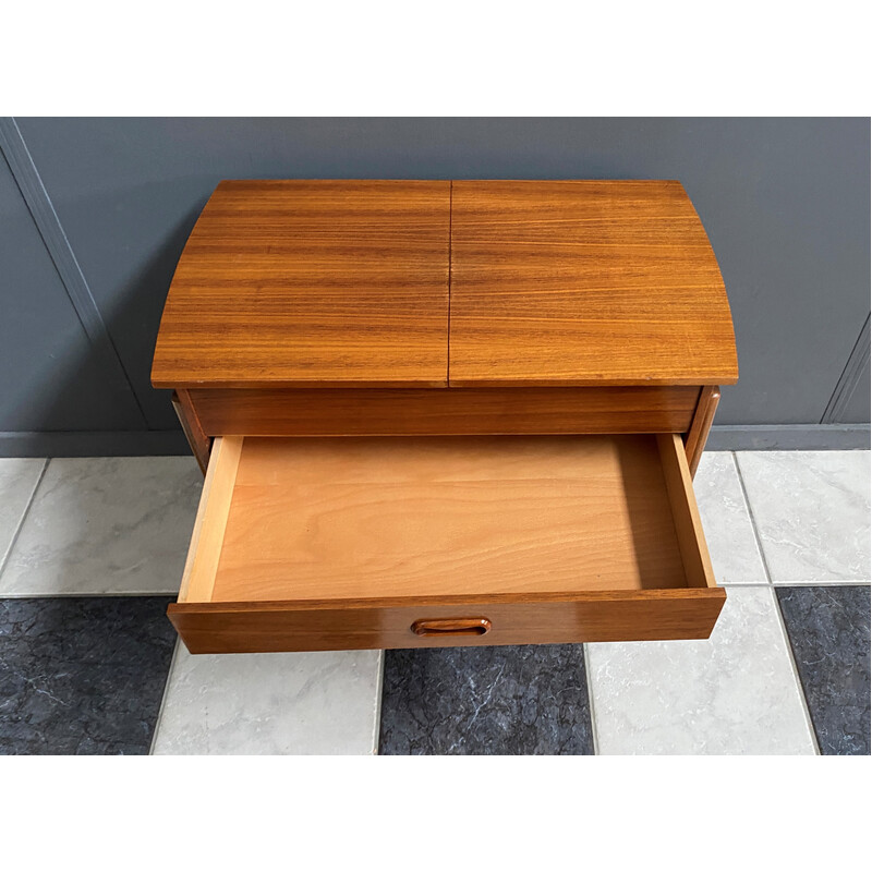 Vintage sewing table with wicker basket and drawers, 1960