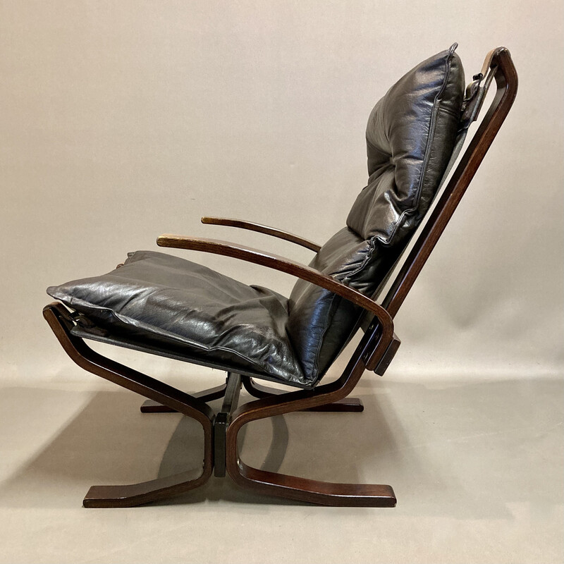 Scandinavisch design" vintage hangstoel in leer, 1950
