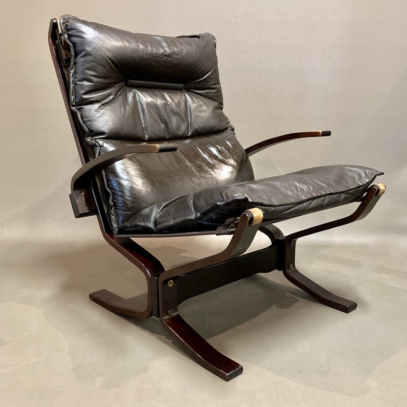 "Scandinavian design" vintage hanging armchair in leather, 1950