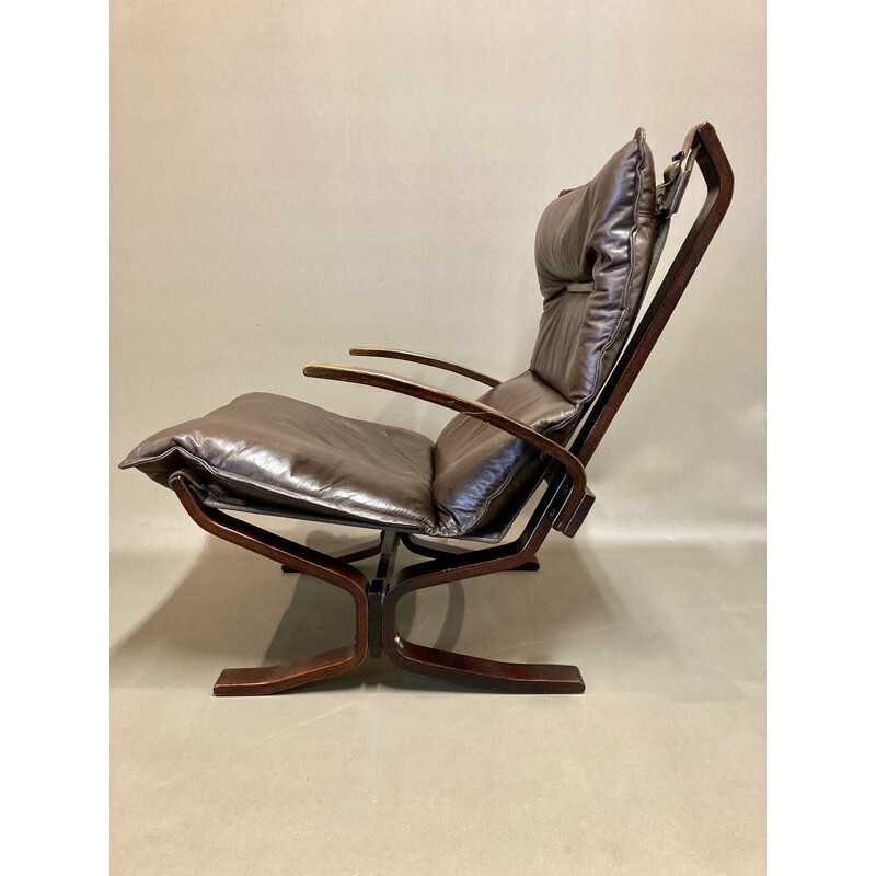 Pair of vintage "Scandinavian design" leather armchairs, 1950