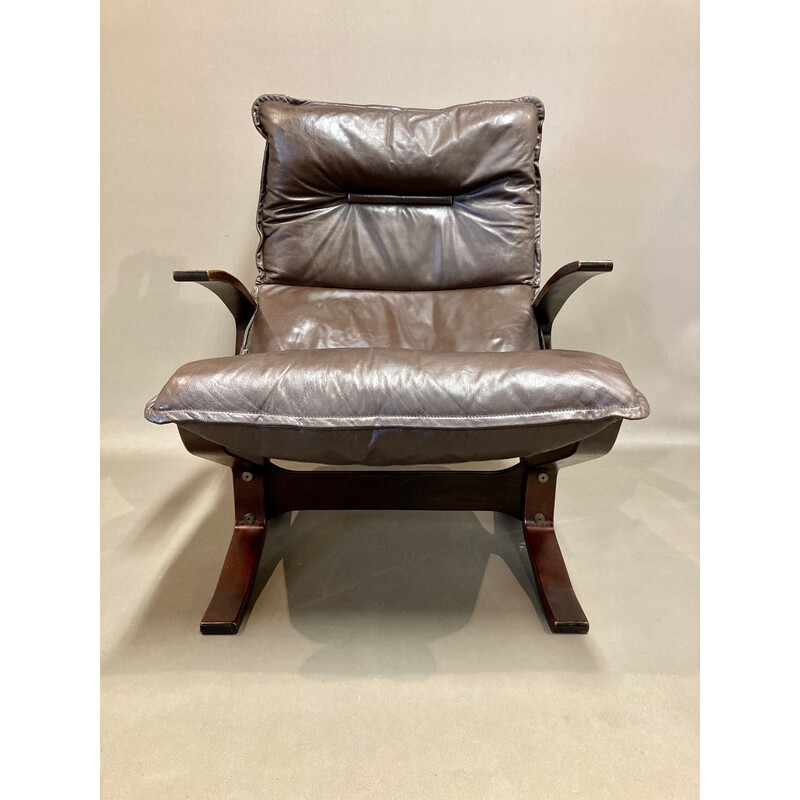 Pair of vintage "Scandinavian design" leather armchairs, 1950