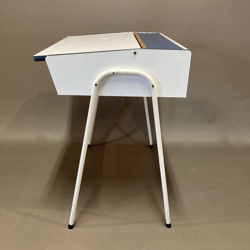 Vintage kinderbureau met ingebouwde opbergruimte, 1950