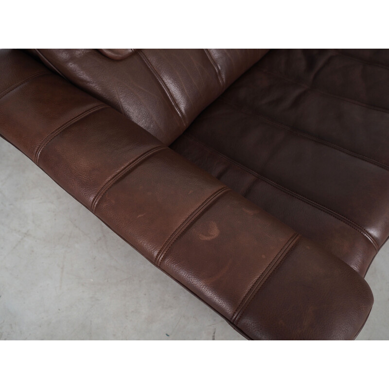 Vintage brown leather sofa by De Sede, Swiss 1970s