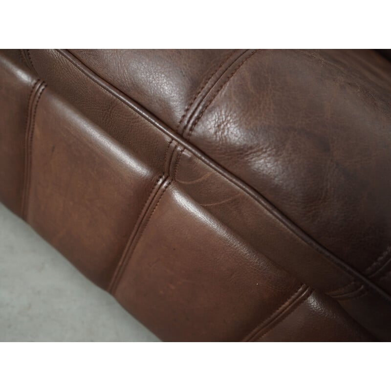 Vintage brown leather sofa by De Sede, Swiss 1970s