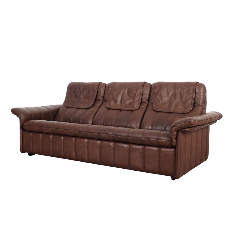 Vintage brown leather sofa by De Sede, Swiss 1970s