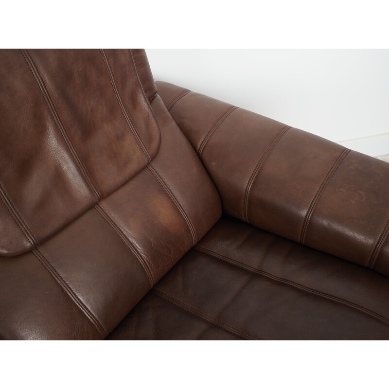 Vintage brown leather sofa by De Sede, Swiss 1970s