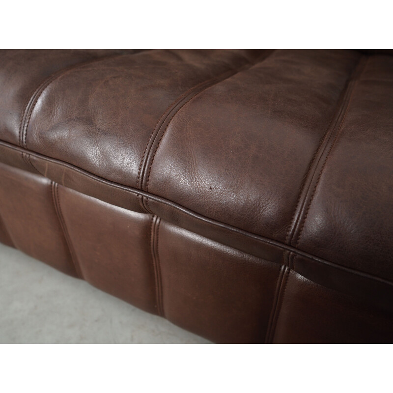 Vintage brown leather sofa by De Sede, Swiss 1970s