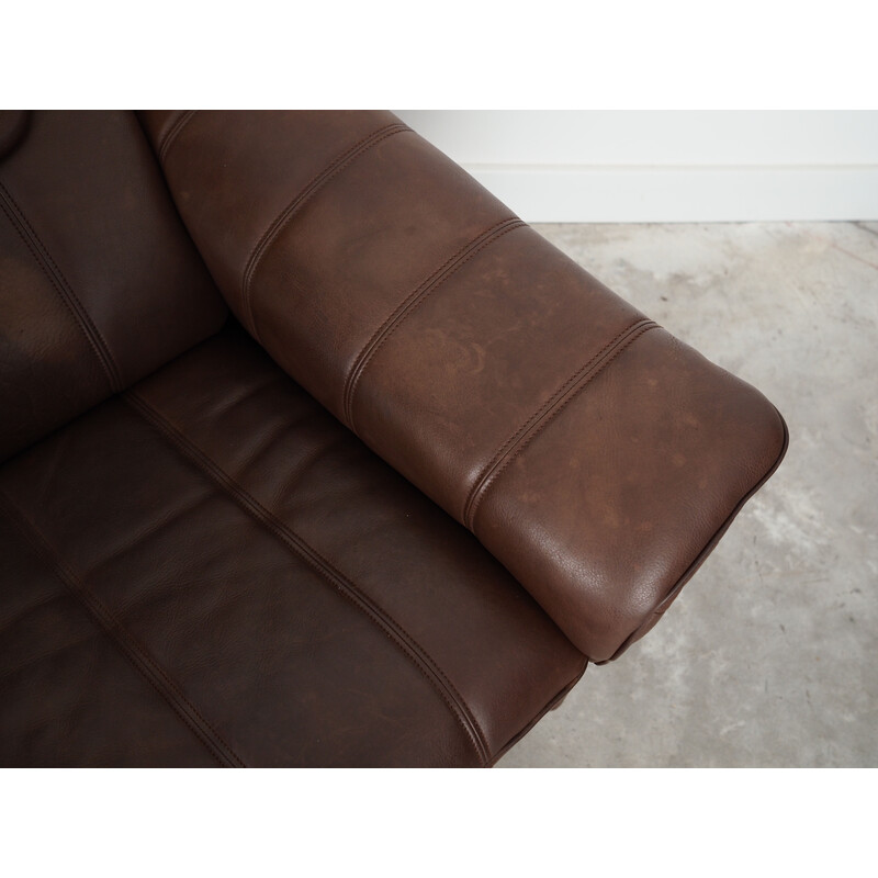 Vintage brown leather sofa by De Sede, Swiss 1970s