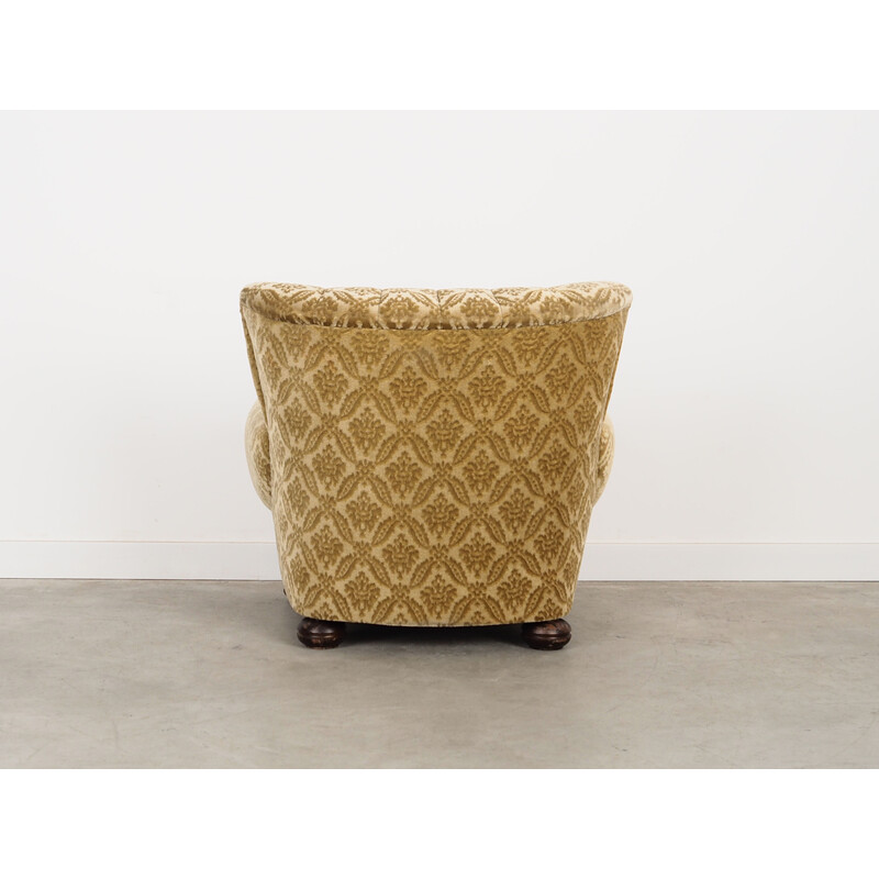 Vintage solid wood and fabric armchair, Denmark 1960s