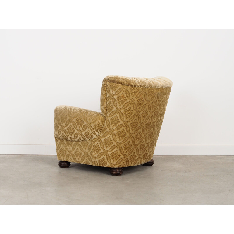 Vintage solid wood and fabric armchair, Denmark 1960s