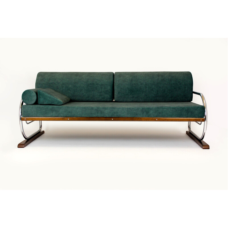 Vintage Bauhaus tubular chrome steel sofa by Hynek Gottwald, 1930s