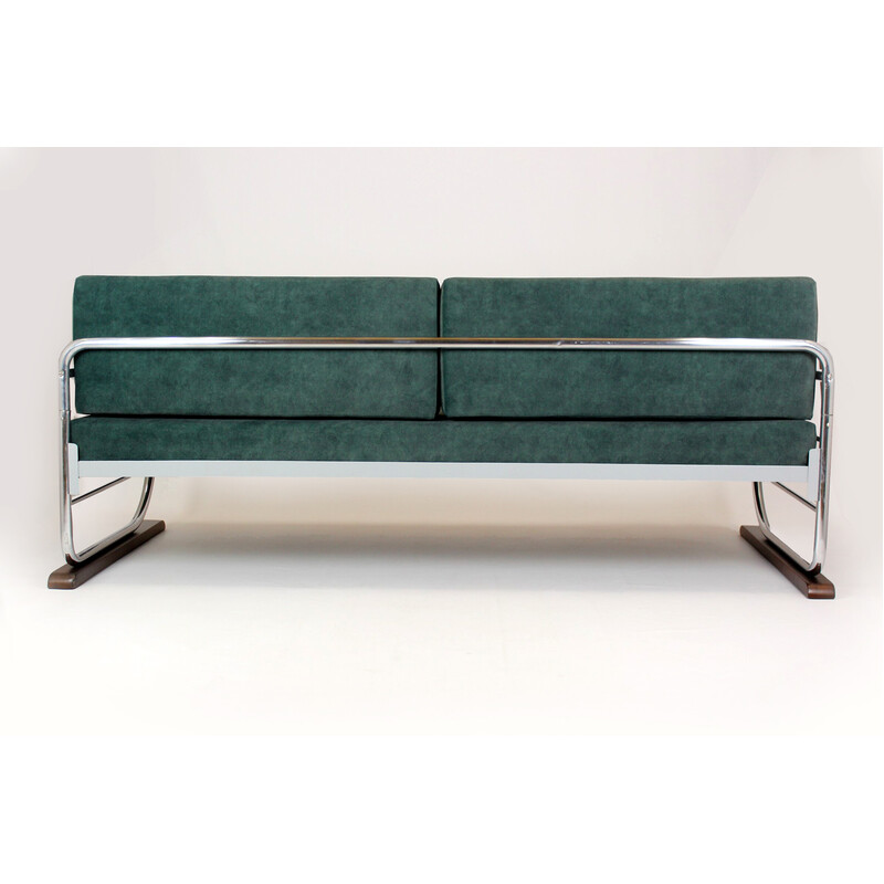 Vintage Bauhaus tubular chrome steel sofa by Hynek Gottwald, 1930s