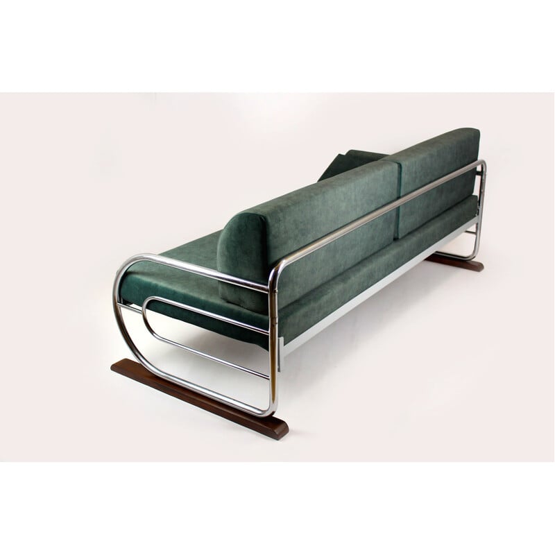 Vintage Bauhaus tubular chrome steel sofa by Hynek Gottwald, 1930s