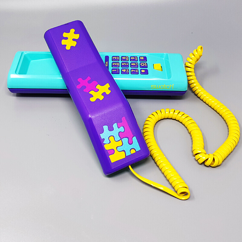 Vintage swatch twin phone "Puzzle" with box, 1980s