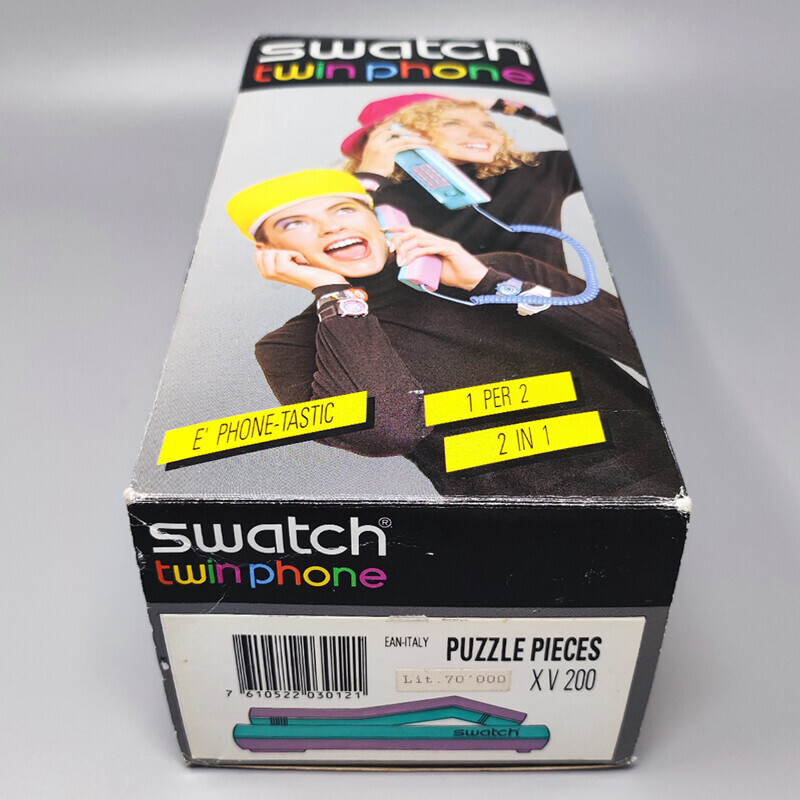 Telefono gemello swatch vintage "Puzzle" con scatola, anni '80