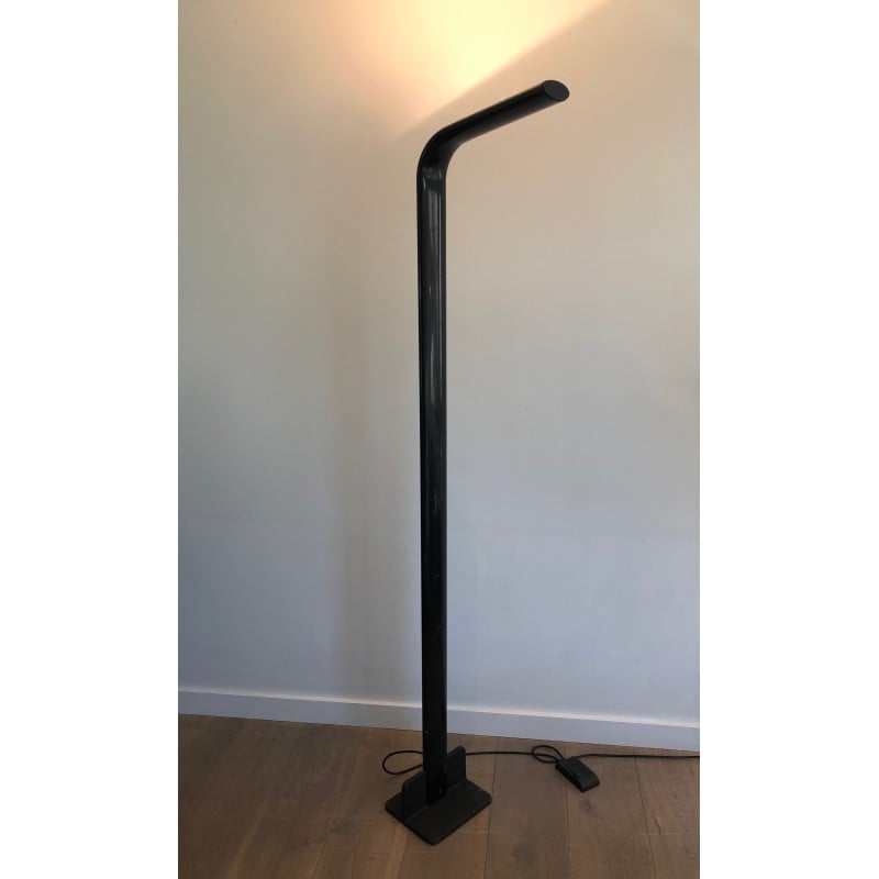 Vintage black lacquered metal floor lamp, 1970