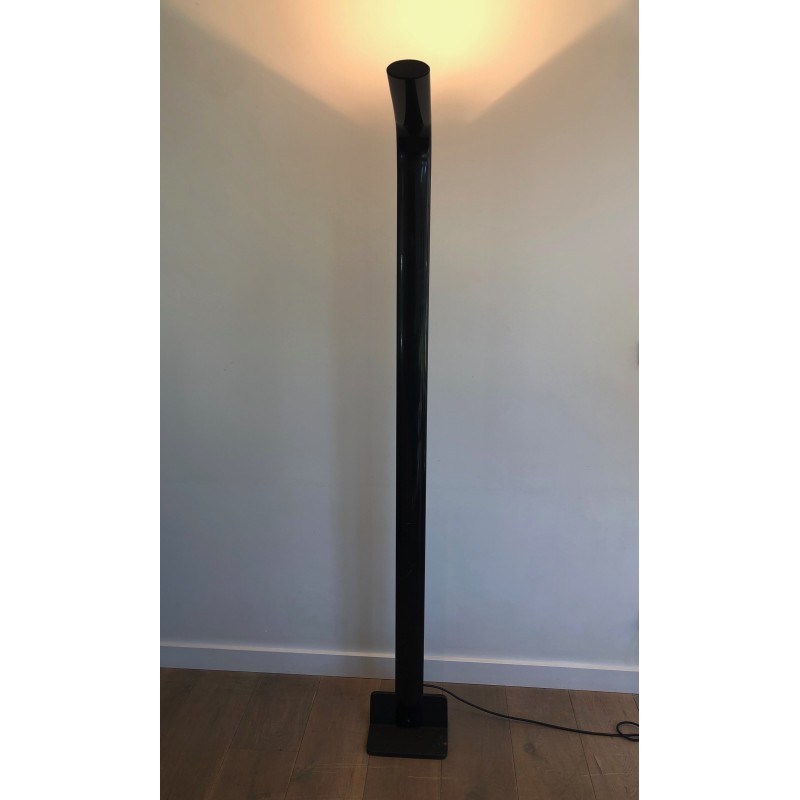 Vintage zwart gelakte metalen vloerlamp, 1970