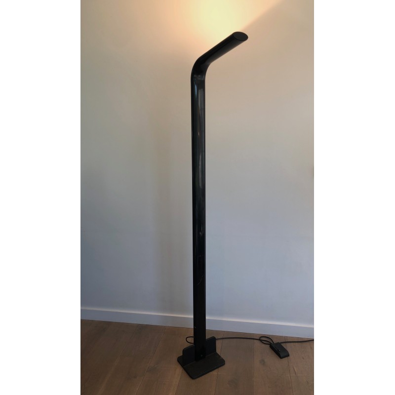 Vintage zwart gelakte metalen vloerlamp, 1970